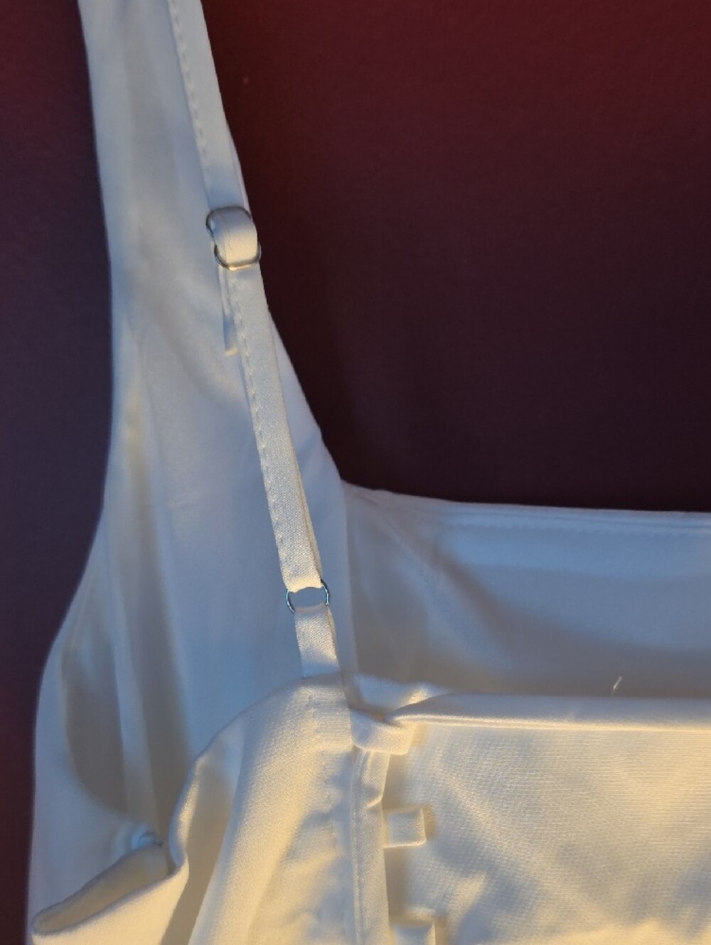 White Ruched Square-Neck Mini Dress - Picture 5 of 6